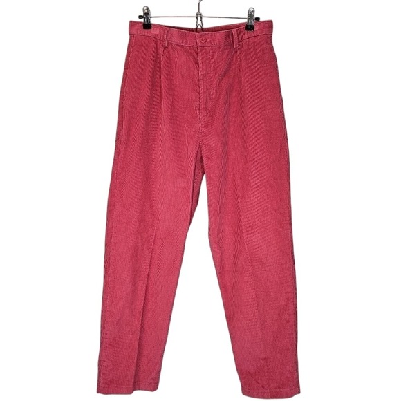 Lands' End Pink Preppy vtg High‎ Waist Corduroy Straight Mom Pants Size 10 - Picture 1 of 8